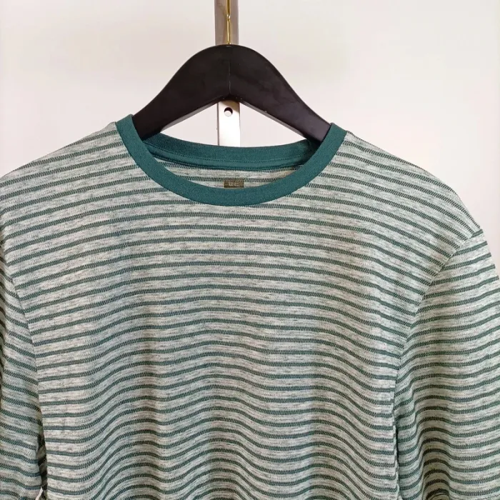 T-shirt rayé vert/gris slim fit WE Taille M Style casual homme A808 - photo numéro 2