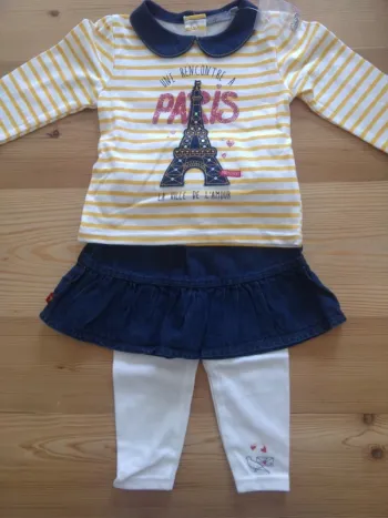 Ensemble girly, 12 mois, neuf. Les petites canailles.