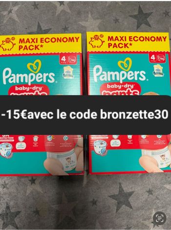 Deux cartons couche Pampers économy  taille 4 culotte