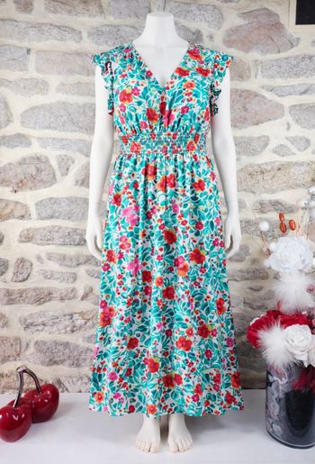 Robe longue vague turquoise et multicolore Femme taille 54 marque Boohoo 🌺 