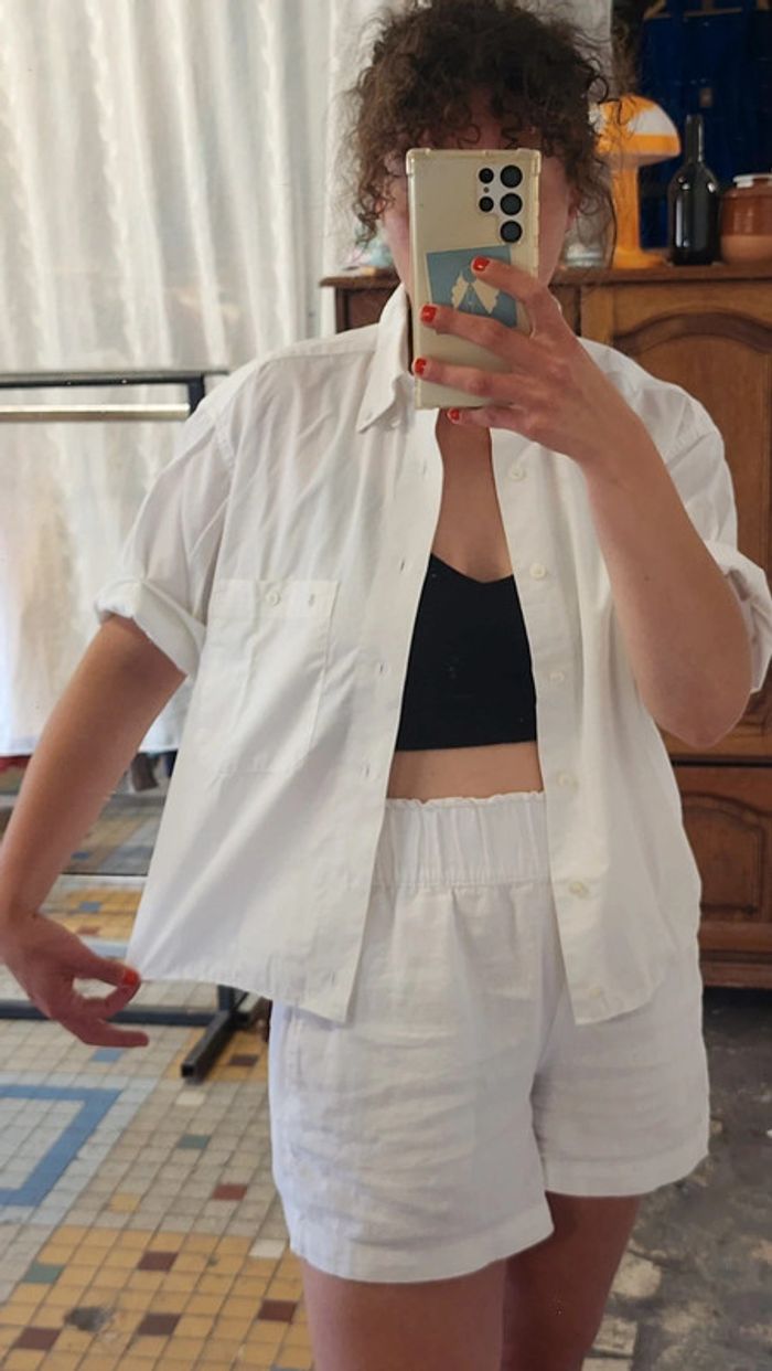Jolie chemisette cropée en coton blanc - photo numéro 3