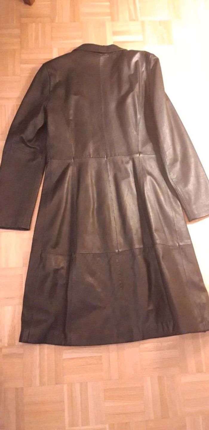 Manteau / veste noir en cuir veritable  T40 - photo numéro 5