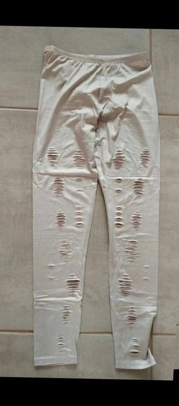 Legging  effet déchiré taille 36/38 gris  clair  brillant