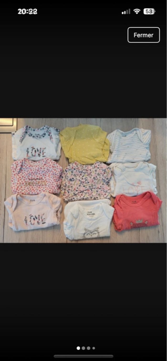 Lot 17 bodys manches longues fille 1 mois - photo numéro 4