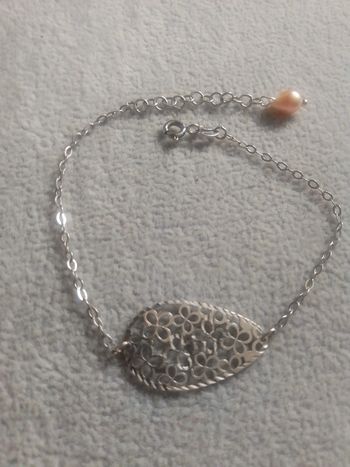 Bracelet argenté et vraie perle de culture d'eau douce