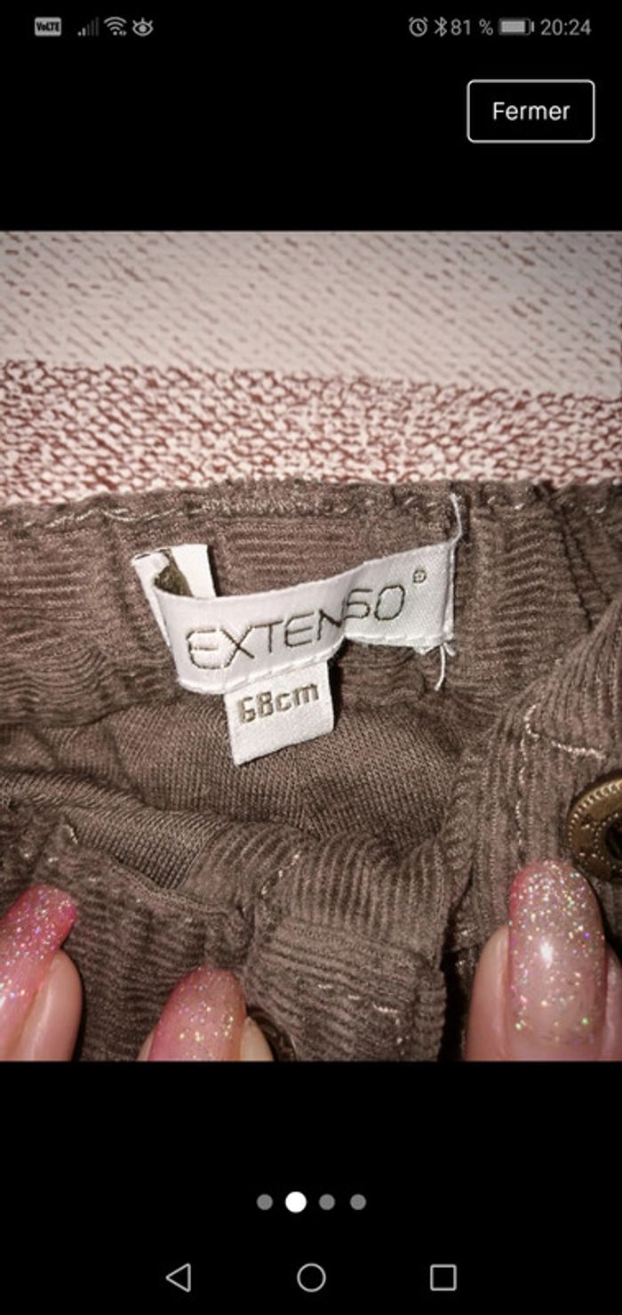 Pantalon 6 mois épais doublé marron in extenso - photo numéro 2