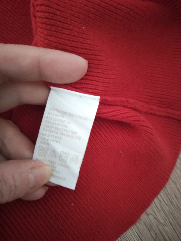 Pull lourd tommy hilfiger t L rouge taille petit - photo numéro 6