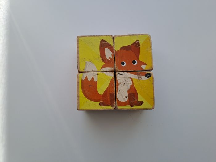 Puzzle 4 cubes en bois animaux - photo numéro 2