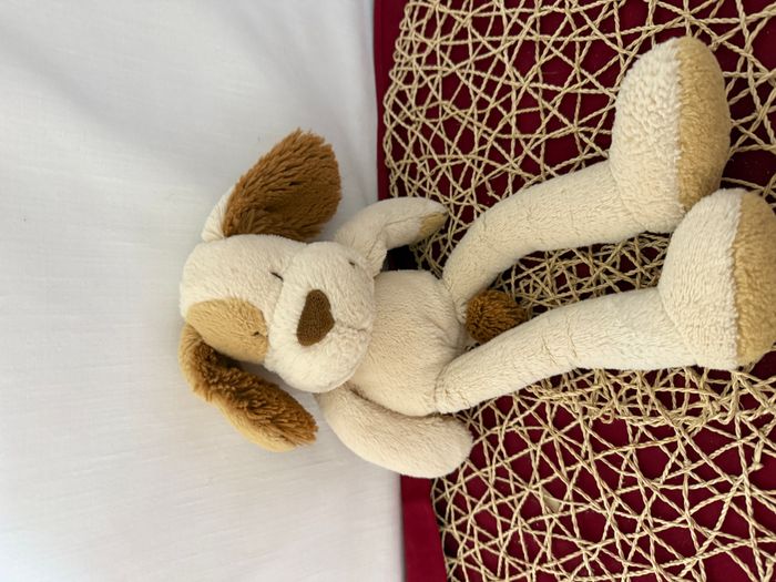 Doudou Chien Blanc Cassé Oreilles Marron Nicotoy - photo numéro 3