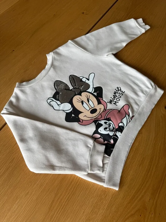 Sweat blanc cassé ML Minnie Mouse avec noeud à sequins réversibles - Taille 4 Ans - photo numéro 3