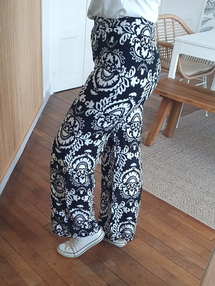 Pantalon fluide Limoges baroque noir/blanc Taille M - photo numéro 5