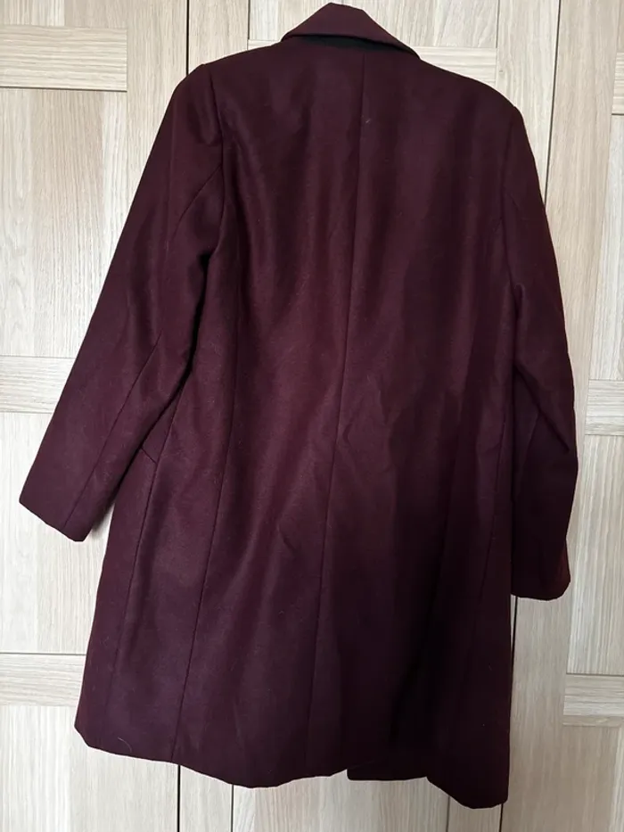 Manteau col tailleur aspect lainage bordeaux KIABI t.44 - photo numéro 5