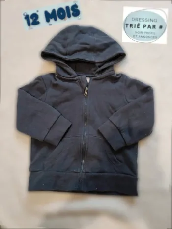 Sweat zippé à capuche 12 mois