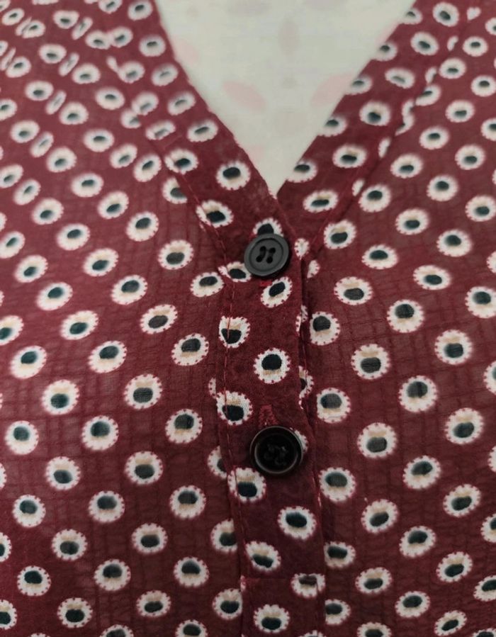 Blouse fluide bordeaux imprimé cercles - Manches 3/4 Actuelle - photo numéro 5