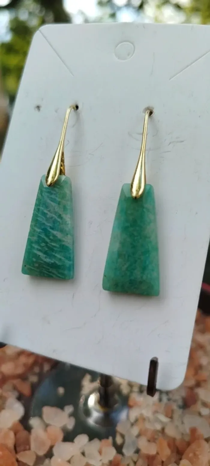 Élégance Naturelle – Boucles d’oreilles en Or 24K💫Aventurine AA - photo numéro 3