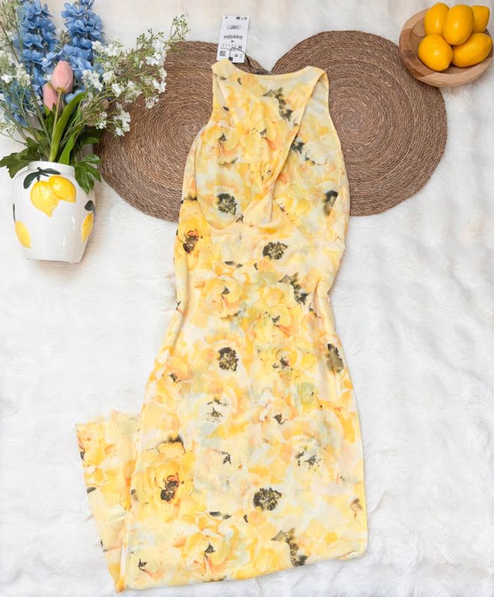 Robe longue jaune à motifs Zara taille M - photo numéro 5