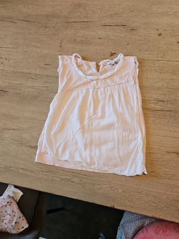 Blouse rose très clair avec rabat blanc, Buissonnière, taille 6 ans, nickel