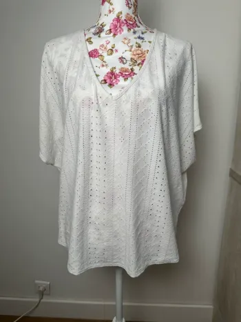 Haut ajouré blanc Promod oversize