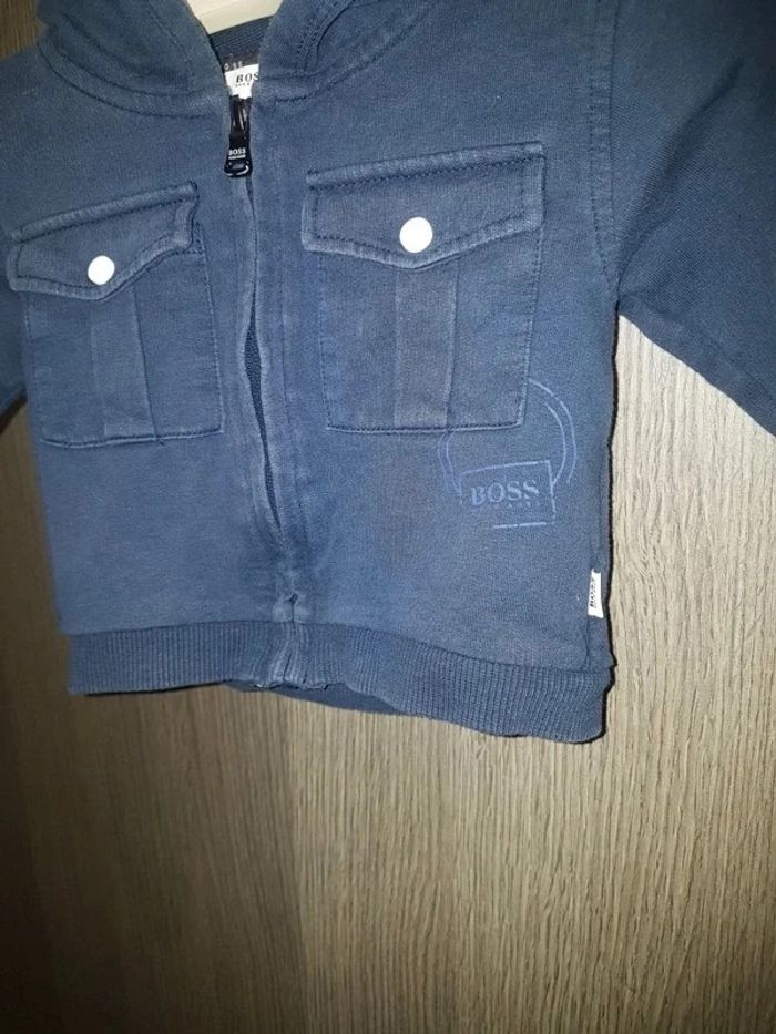 Sweat capuche bleu marine Hugo boss 6 mois 67 Cm zip - photo numéro 2