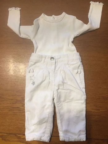 Ensemble pull pantalon crème 6M