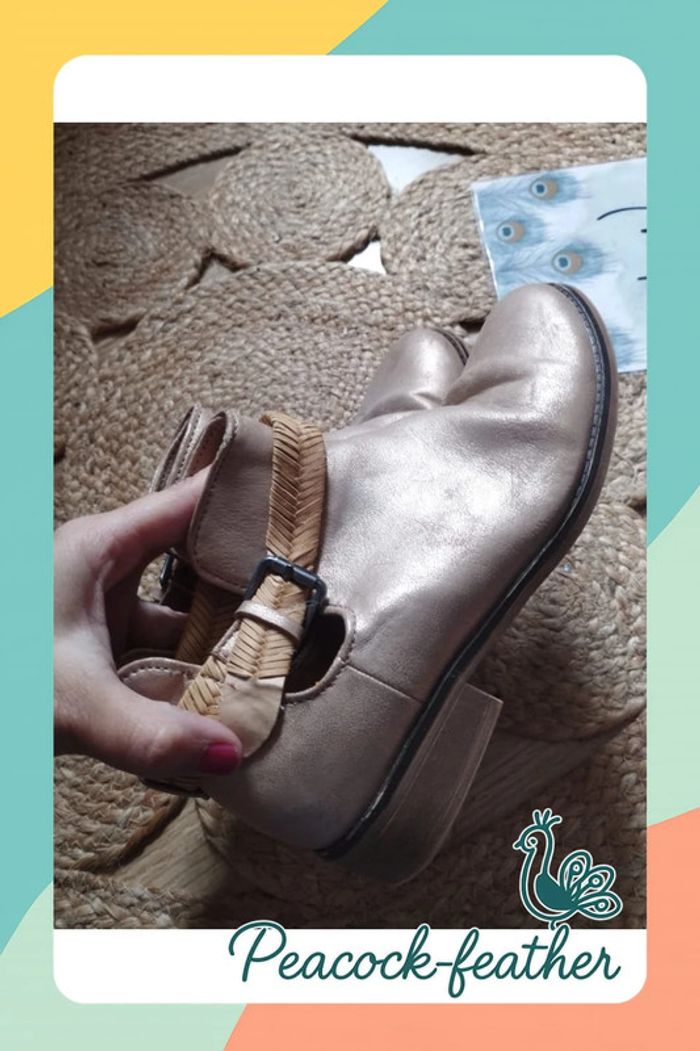 Bottines beige dorées 36 zara - photo numéro 2