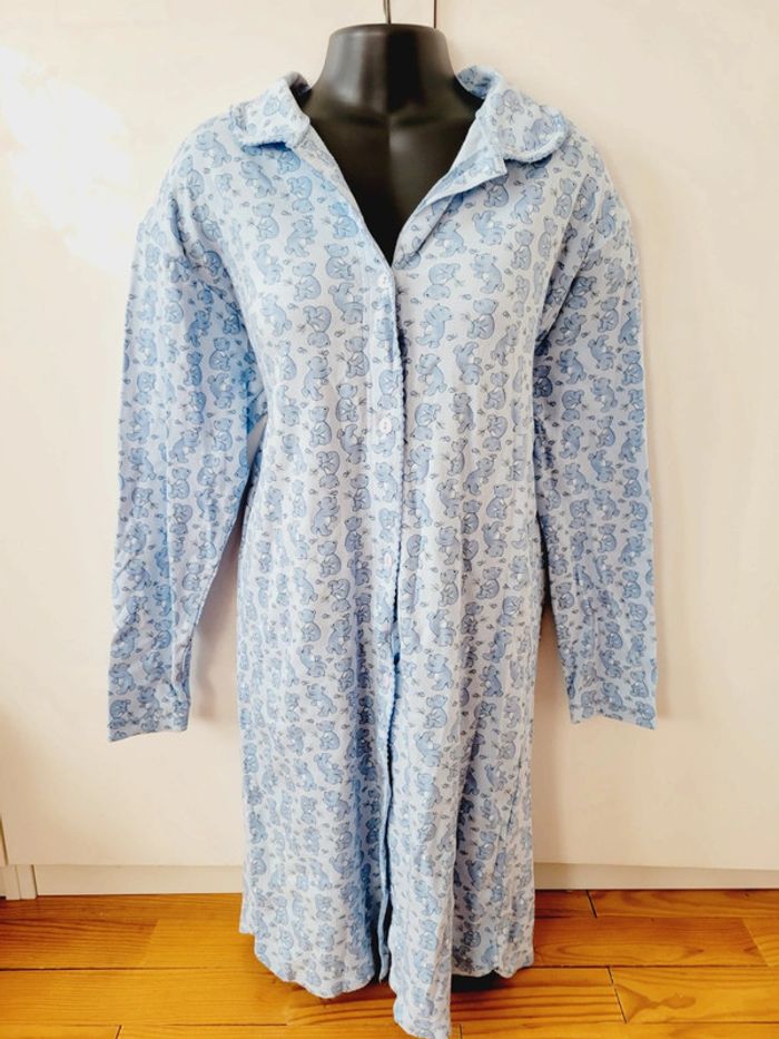 Pyjama chemise de nuit robe de chambre tenue de nuit nounours bleu coquette coton taille S 36 - photo numéro 2