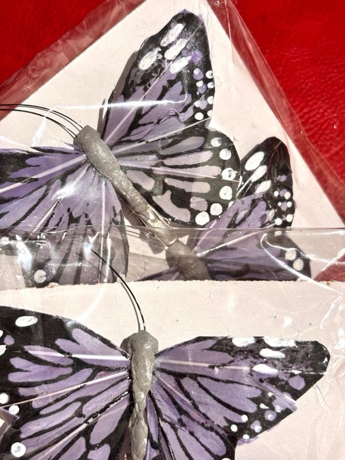 Lot 6 papillons à pinces grises, jaune et orange - photo numéro 2