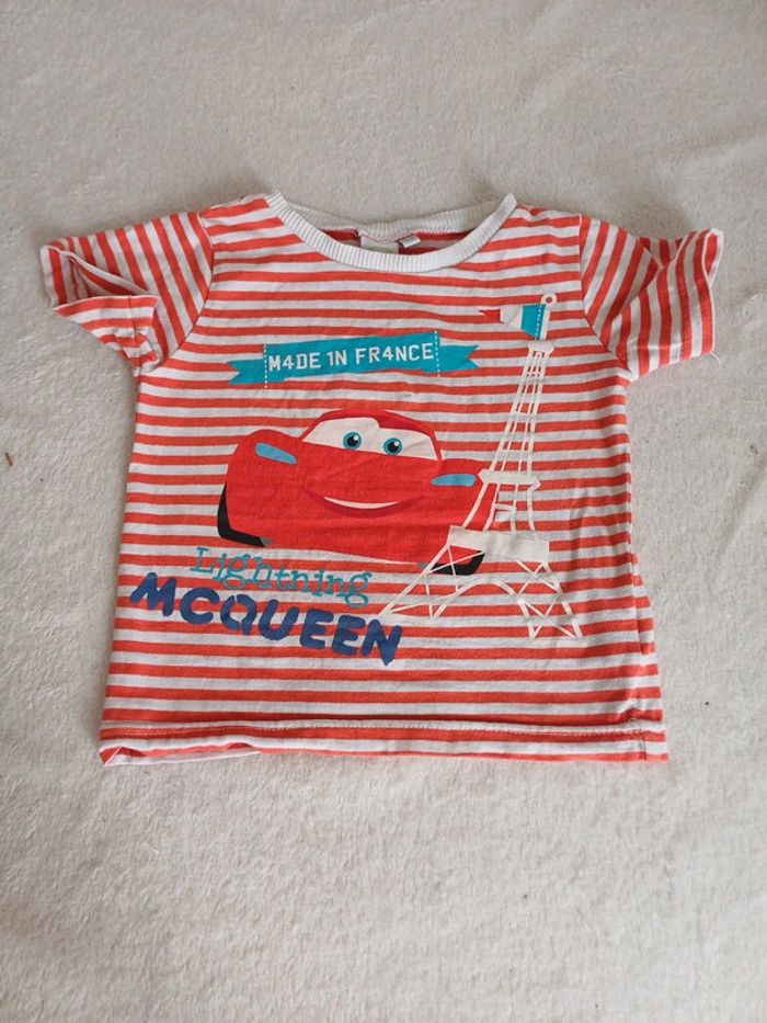 T-shirt rouge et blanc rayé 18 mois