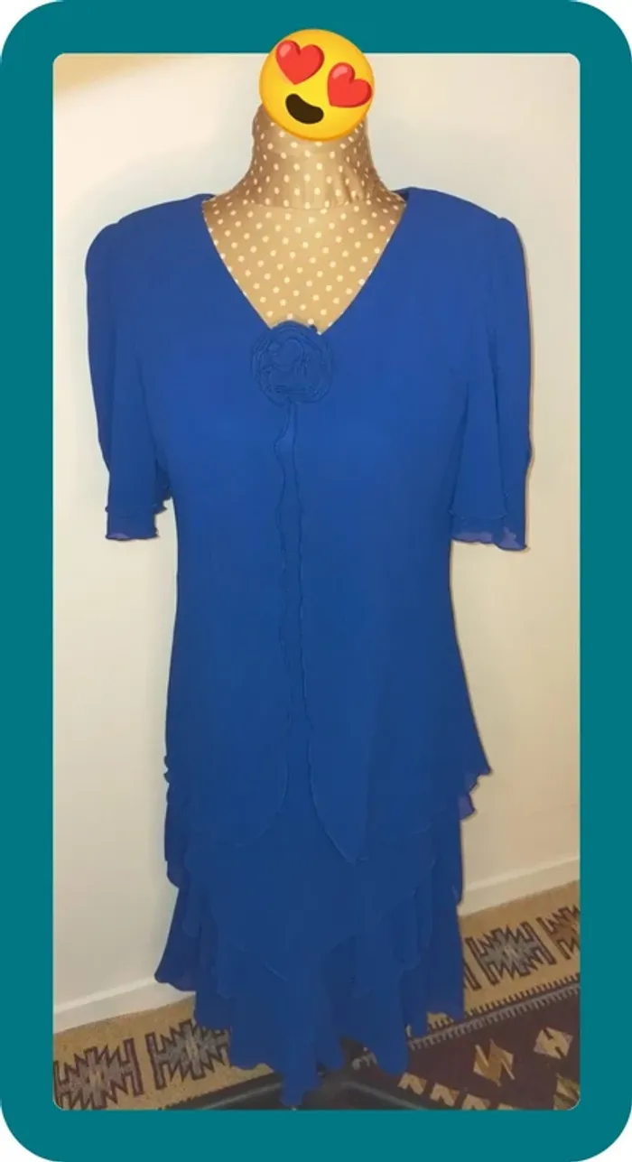 Robe de soirée vintage femme, Cattiva, bleu flamboyant, taille M - photo numéro 2