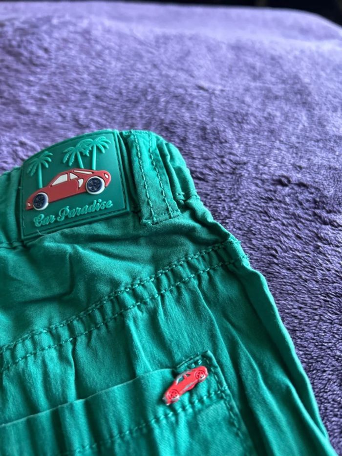 Bermuda garcon vert en coton et polyamide Sergent major thème Car paradise taille 4 ans - photo numéro 4