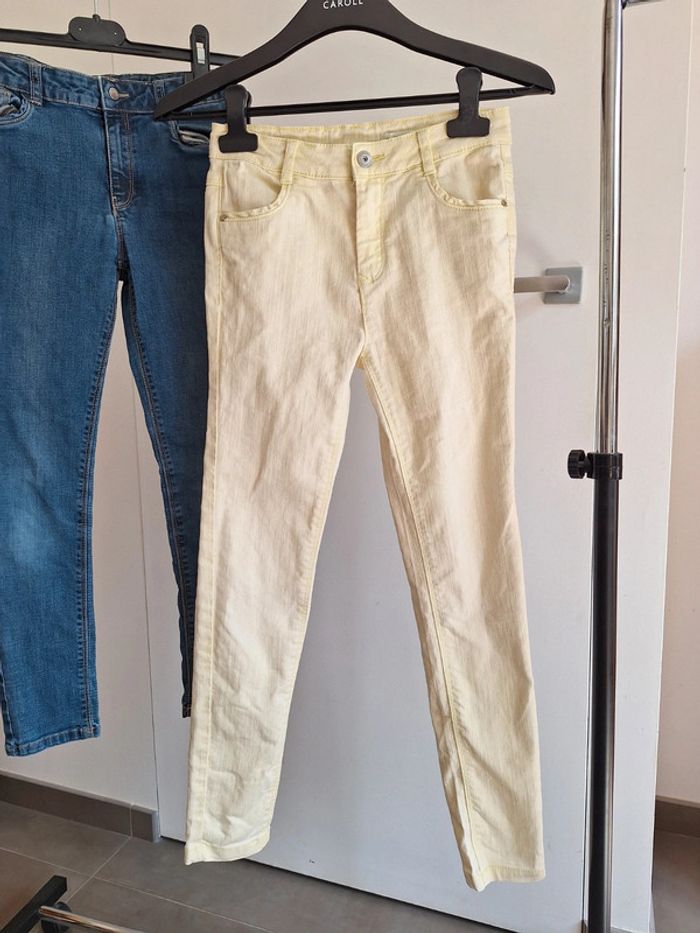 Lot 2 Jean Vertbaudet jaune et bleu enfant fille 10 ans - photo numéro 2