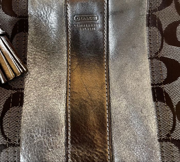 Sac coach vintage cuir et tissu - photo numéro 2