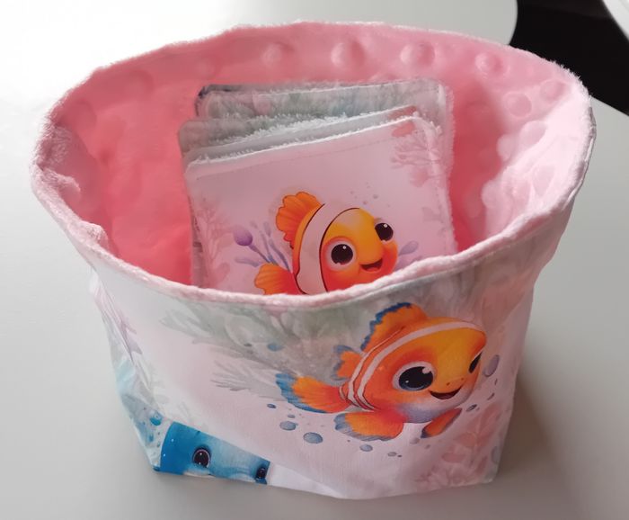 Panière + 6 lingettes thème de la mer - photo numéro 2