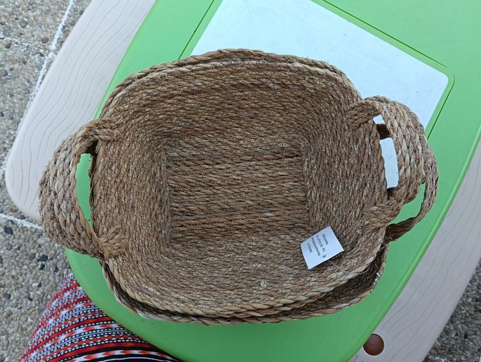 3 panières large en toile de jute neuves - photo numéro 3