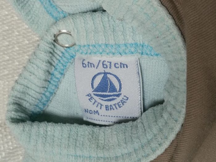 Grenouillère velours bleu marron PB 6m - photo numéro 6