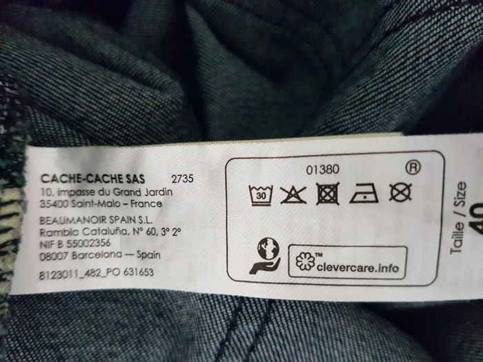 Jean bleu foncé, tour de taille 76 cm, longueur 8 cm, Cache Cache, taille 40 - photo numéro 5