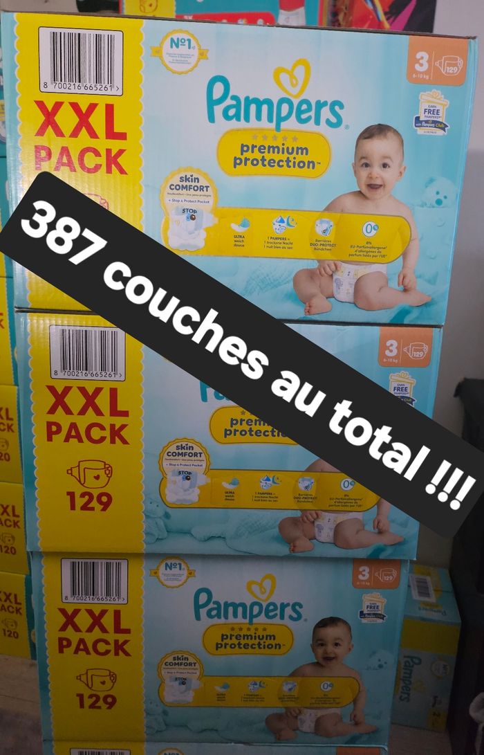 Lot de 3 packs XXL de couches pampers premium protection taille 3