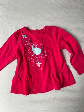 T-shirt manches longues rose fushia Sergent Major 12 mois