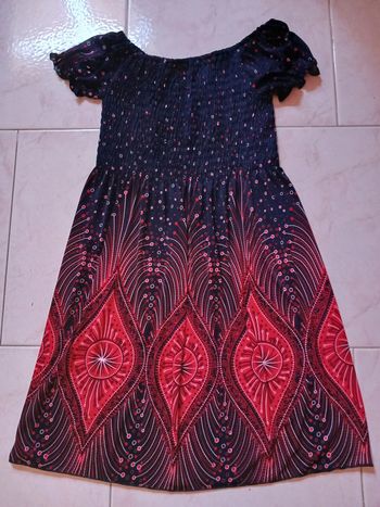 robe fluide avec smocks marine et rouge Taille unique