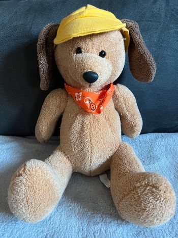 Chien avec casquette et bandana 🐶 30cm assis