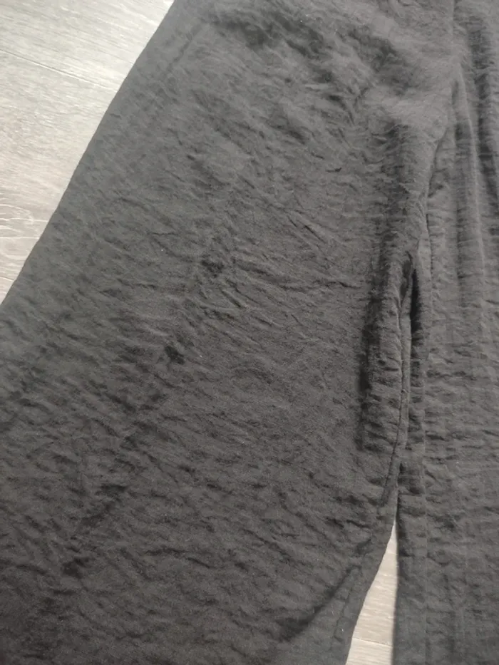 Pantalon large avec taille élastique noir et gaufré taille XS H&M - photo numéro 3