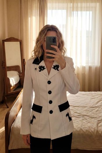 Veste cintrée tailleur blanche tête de mort femme taille 36/38