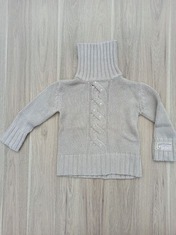 Pull gilet côtelé col roulé montant beige children tex 4 ans