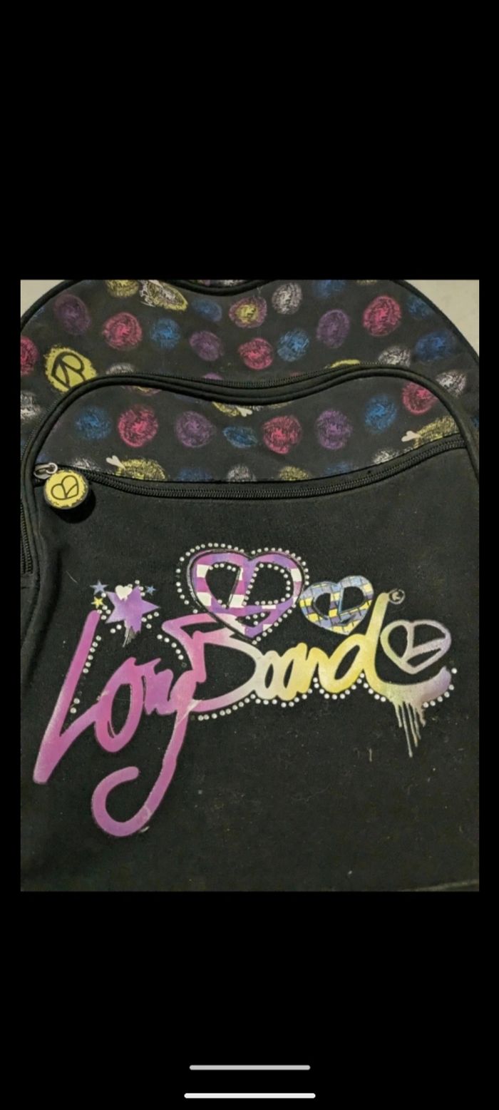 Cartable, sac à dos scolaire noir et multicolore. - photo numéro 2