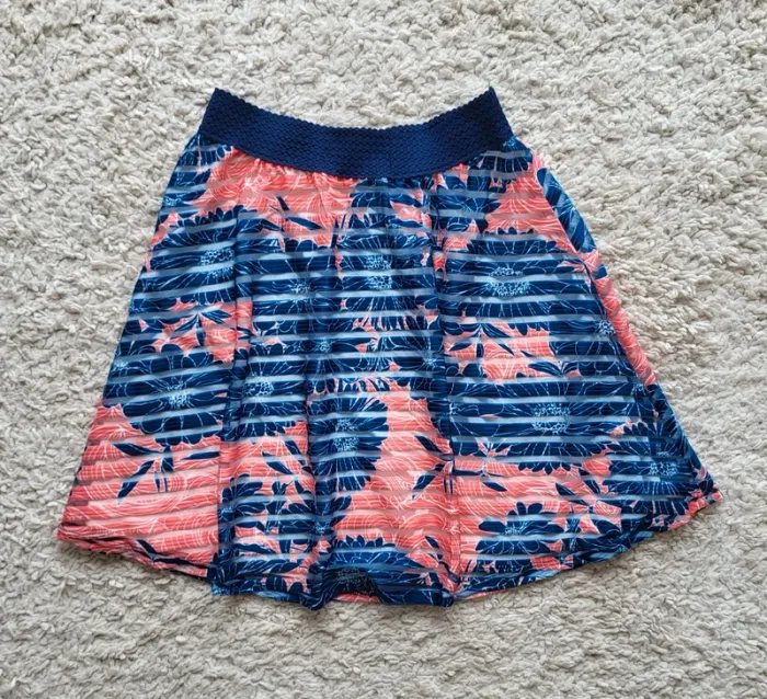 Jupe fleurie corail et bleu marine Jus d'Orange Taille 2 - photo numéro 4