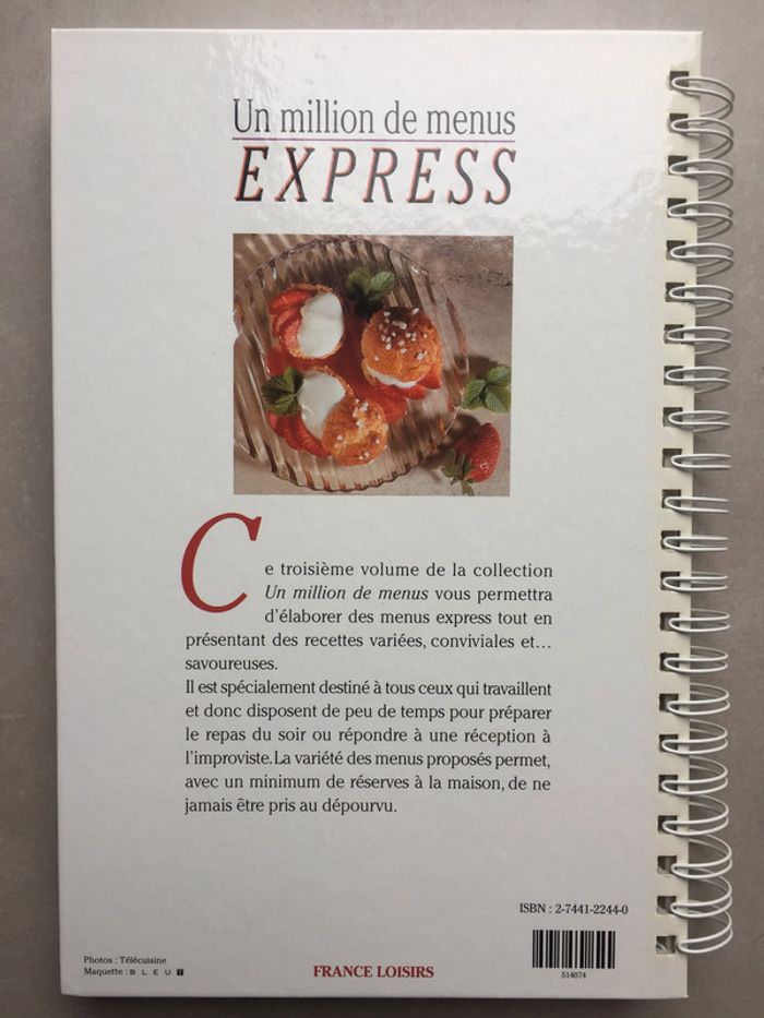 Livre de cuisine « un million de menus express » - photo numéro 3