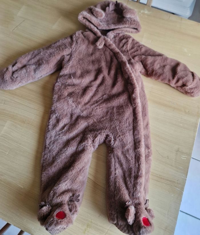 Déguisemenr combinaison cerf de Noël en fourrure bien chaude