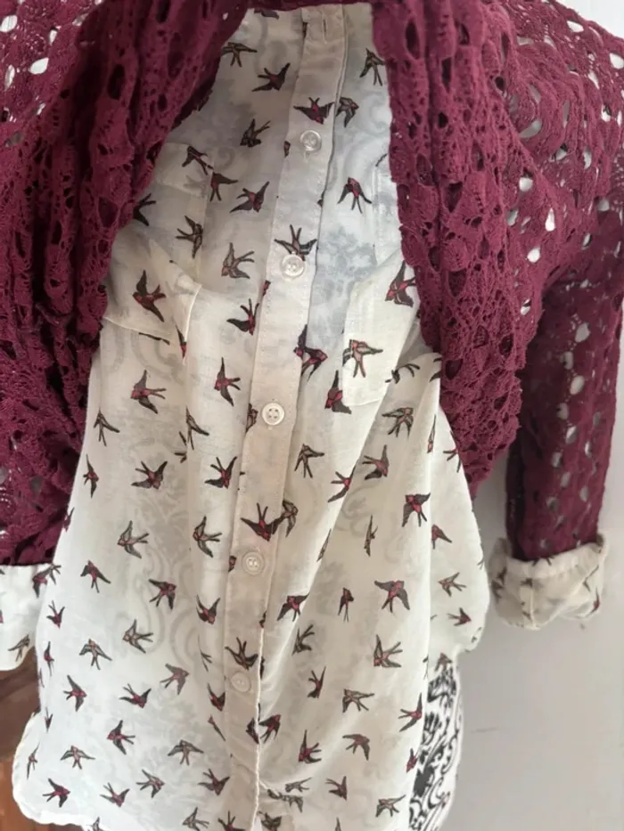 Pull en crochet et chemisier taille M - photo numéro 4