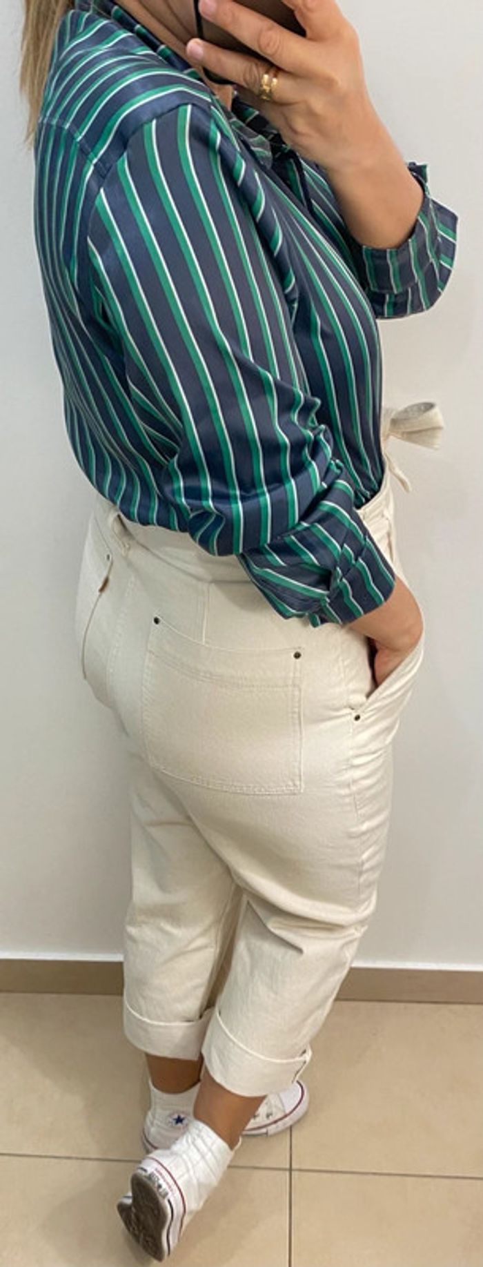 Jolie Chemise Fluide Ample Satinée À Rayures Taille 40 - photo numéro 6