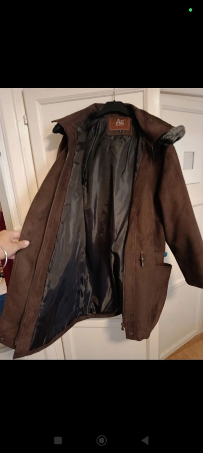 Veste longue marron - Taille L - photo numéro 3